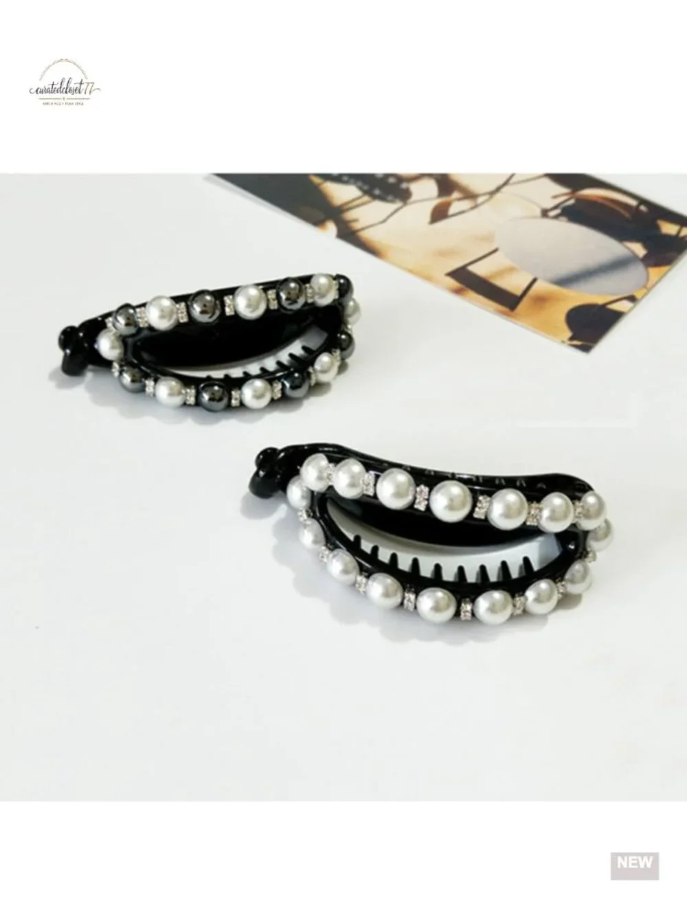 4Pcs Pearl Ponytail Clips Set Non Slip Hair Barrettes Thick Hair No Crease Bun
